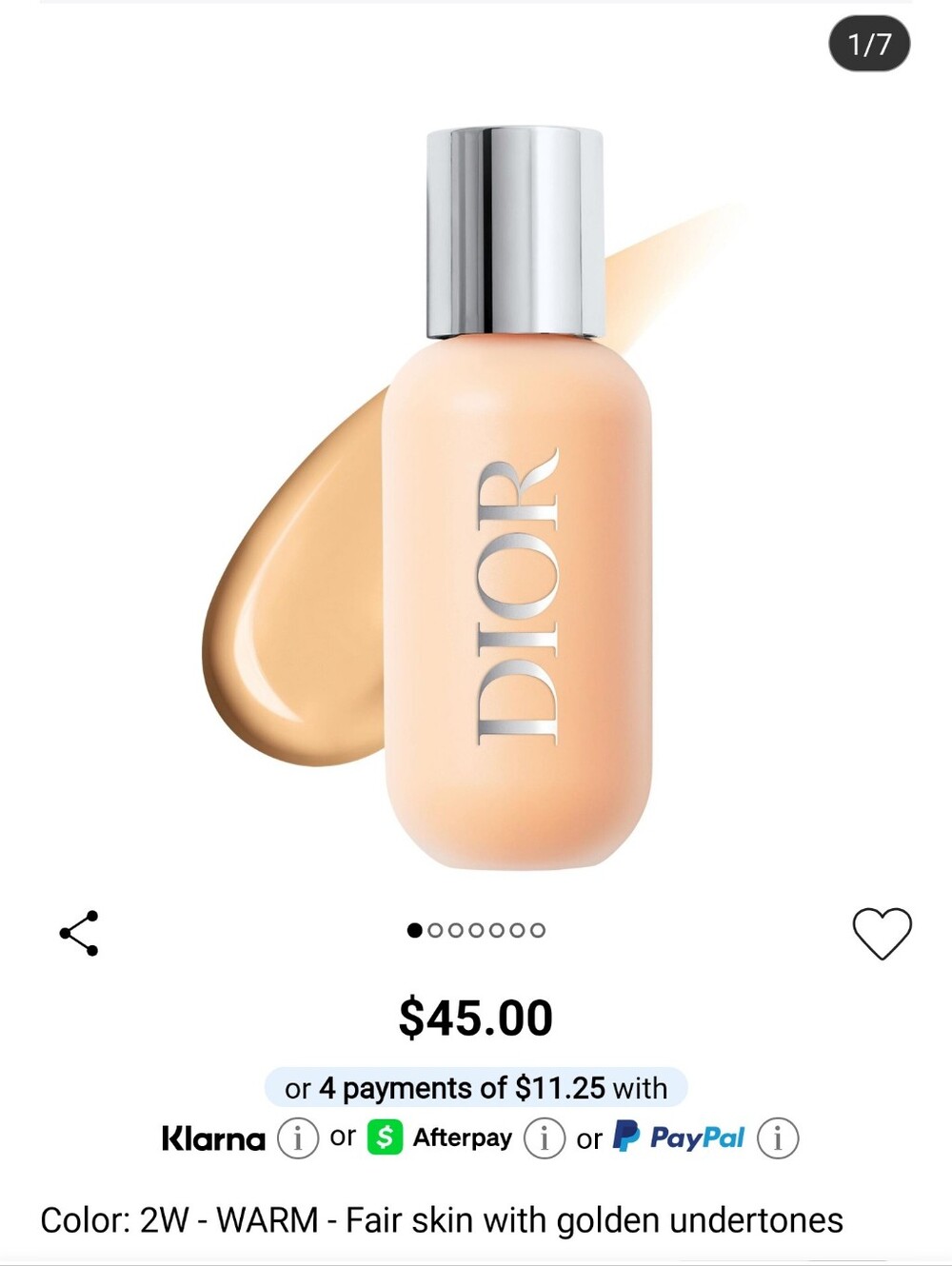 Dior Liquid Face And Body Foundation – 2W Warm